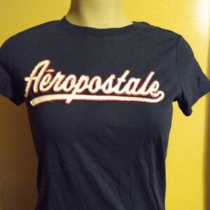 Aeropostale woman's dark blue short sleeve classic crew t- shirt size large